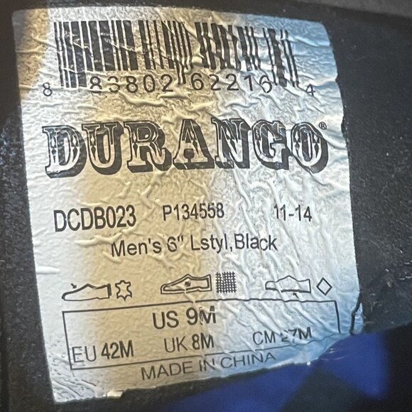 Durango Men's 6" SoHo Black Engineer Motorcycle Bike Boots 9 - Picture 5 of 5